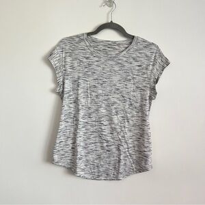 Lululemon T Shirt Gray White Heathered Activewear Short Sleeve Top